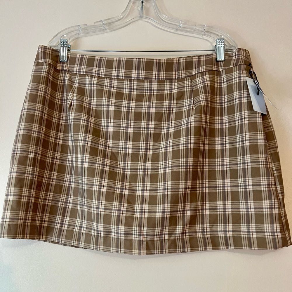 Abound PLUS Brown Plaid Mini Skirt Sz 2X